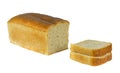 Isolate of white loaf of bread with two sliced Ã¢â¬â¹Ã¢â¬â¹pieces on a white background, Royalty Free Stock Photo